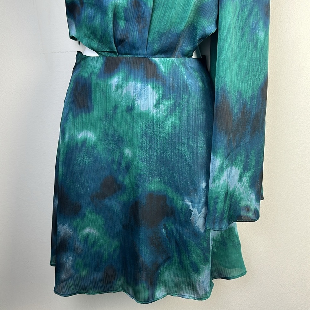 Free People Arianna One Shoulder Mini Dress Size 8 Tie Dye Cutout Sexy Party - Picture 4 of 16